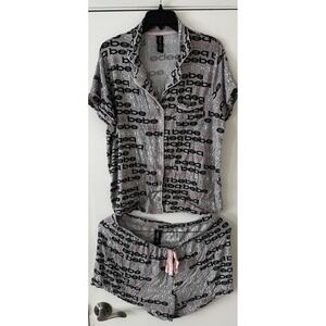 Women's Rayon BEBE Soft Gray Short Sleeves Pajama Set Size XXL